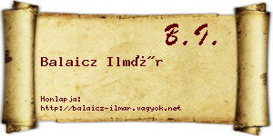 Balaicz Ilmár névjegykártya